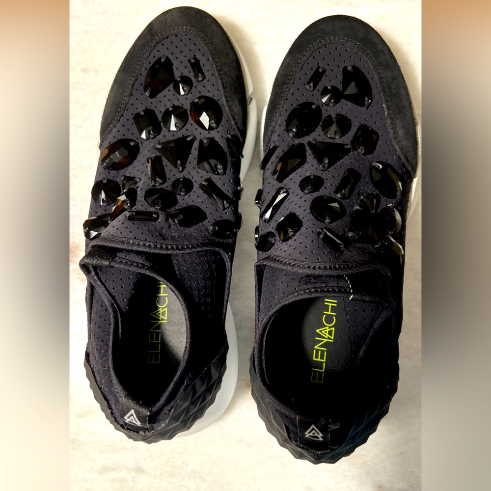Elena Lachi Black Slip-on Sneakers, Size 38, new without box, extralight